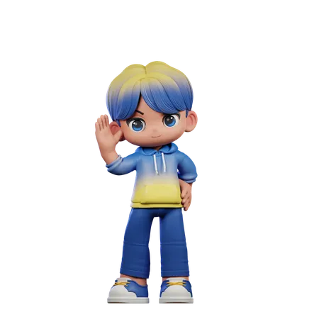 Cute Boy Giving Greeting Pose  3D Illustration