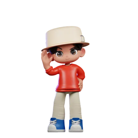 Cute Boy Giving Greeting Pose  3D Illustration