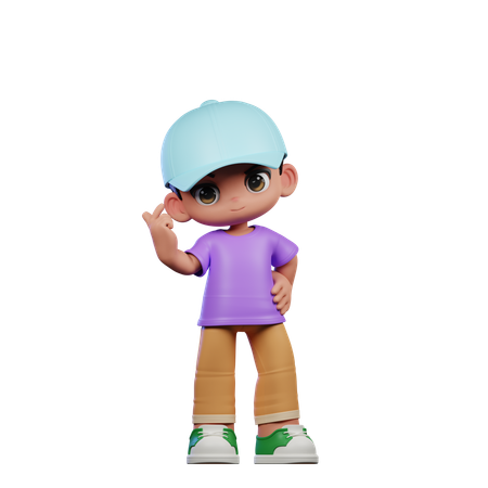 Cute Boy Giving Greeting Pose  3D Illustration