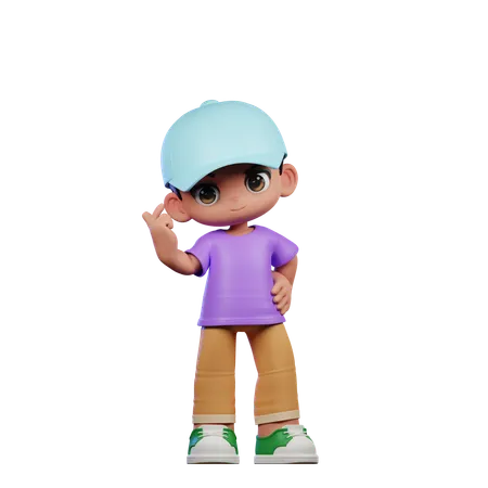 Cute Boy Giving Greeting Pose  3D Illustration