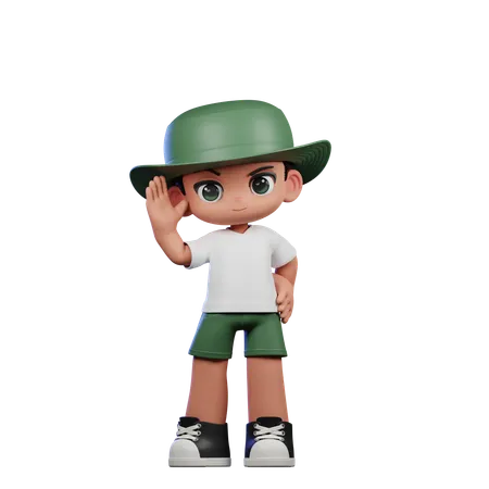 Cute Boy Giving Greeting Pose  3D Illustration