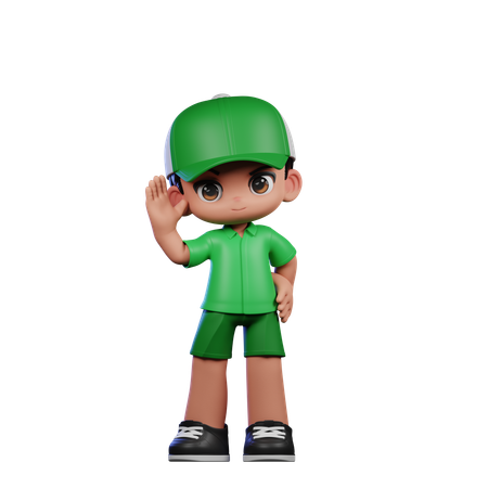 Cute Boy Giving Greeting Pose  3D Illustration