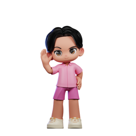 Cute Boy Giving Greeting Pose  3D Illustration