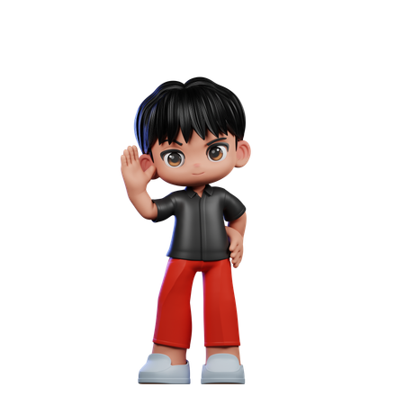 Cute Boy Giving Greeting Pose  3D Illustration