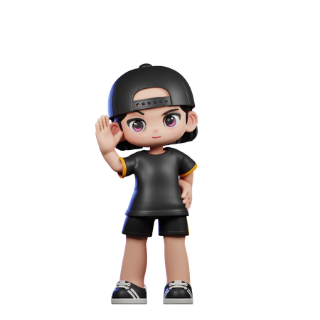 Cute Boy Giving Greeting Pose  3D Illustration