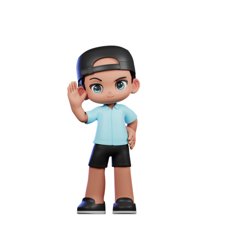 Cute Boy Giving Greeting Pose  3D Illustration