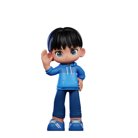 Cute Boy Giving Greeting Pose  3D Illustration