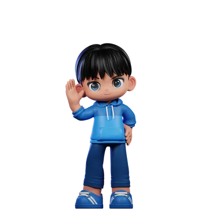 Cute Boy Giving Greeting Pose  3D Illustration