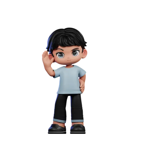 Cute Boy Giving Greeting Pose  3D Illustration