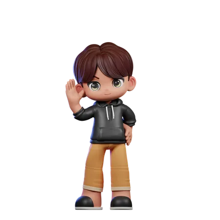 Cute Boy Giving Greeting Pose  3D Illustration