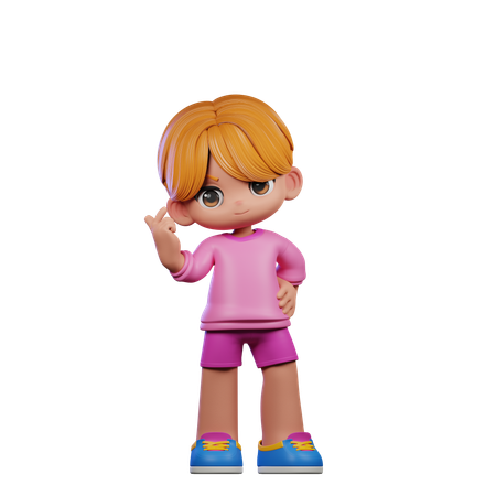 Cute Boy Giving Greeting Pose  3D Illustration