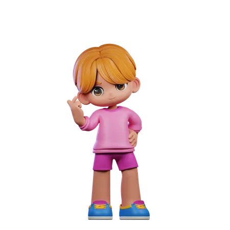 Cute Boy Giving Greeting Pose  3D Illustration