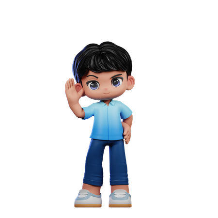 Cute Boy Giving Greeting Pose  3D Illustration