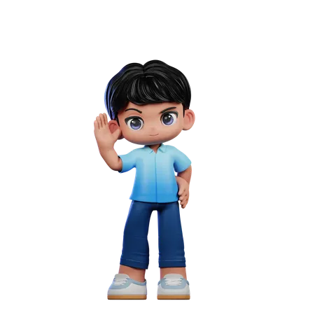 Cute Boy Giving Greeting Pose  3D Illustration