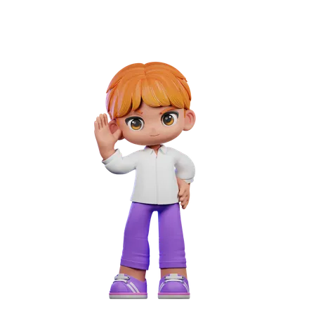 Cute Boy Giving Greeting Pose  3D Illustration