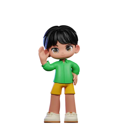 Cute Boy Giving Greeting Pose  3D Illustration