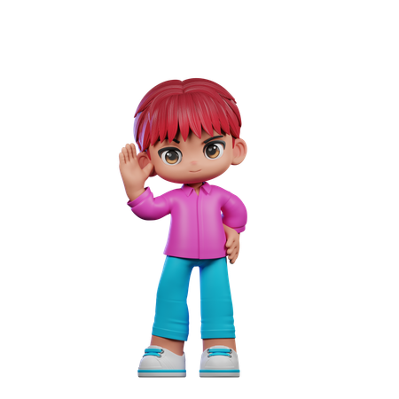 Cute Boy Giving Greeting Pose  3D Illustration