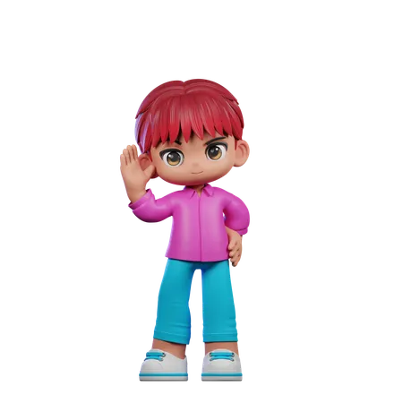 Cute Boy Giving Greeting Pose  3D Illustration