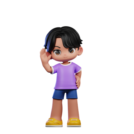 Cute Boy Giving Greeting Pose  3D Illustration