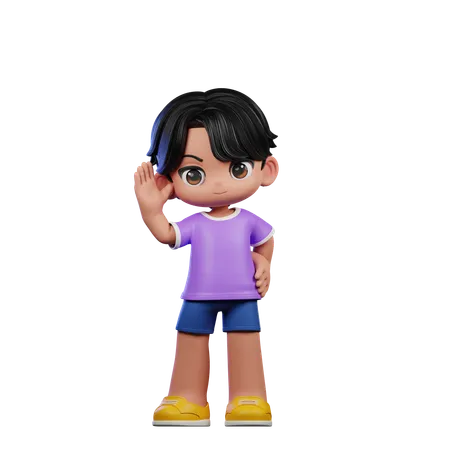 Cute Boy Giving Greeting Pose  3D Illustration