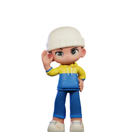 Cute Boy Giving Greeting Pose  3D Illustration