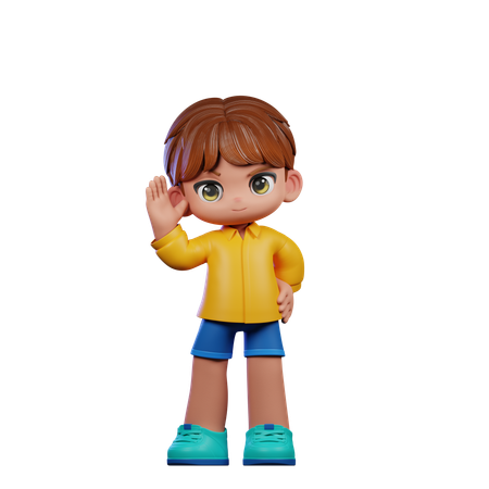 Cute Boy Giving Greeting Pose  3D Illustration