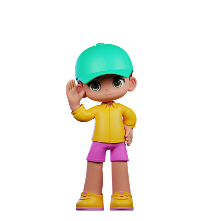 Cute Boy Giving Greeting Pose  3D Illustration