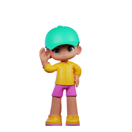 Cute Boy Giving Greeting Pose  3D Illustration