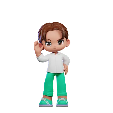 Cute Boy Giving Greeting Pose  3D Illustration