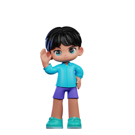 Cute Boy Giving Greeting Pose  3D Illustration