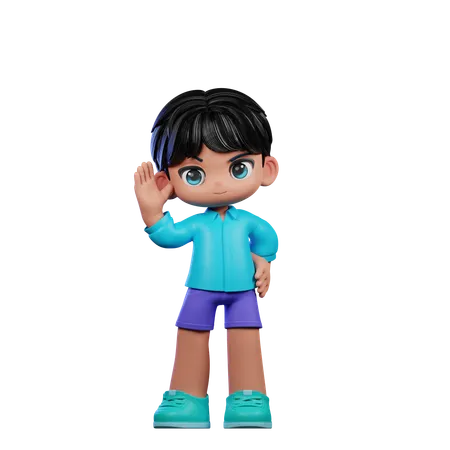 Cute Boy Giving Greeting Pose  3D Illustration