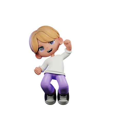 Cute Boy Giving Happy Jump Air Pose  3D Illustration