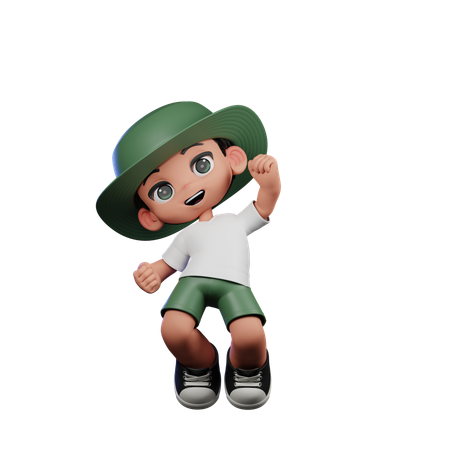 Cute Boy Giving Happy Jump In Air Pose  3D Illustration