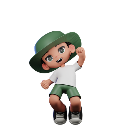 Cute Boy Giving Happy Jump In Air Pose  3D Illustration