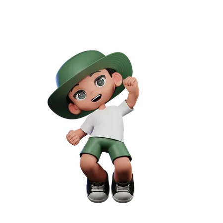 Cute Boy Giving Happy Jump In Air Pose  3D Illustration