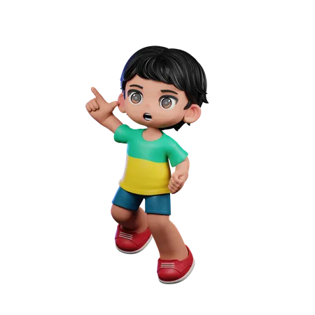 Cute Boy Giving Happy Jumping Pose  3D Illustration