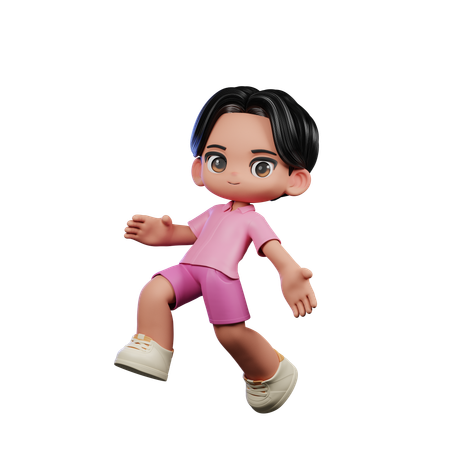 Cute Boy Giving Happy Jumping Pose  3D Illustration