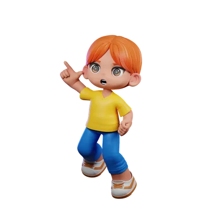 Cute Boy Giving Happy Jumping Pose  3D Illustration