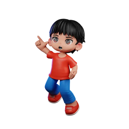 Cute Boy Giving Happy Jumping Pose  3D Illustration