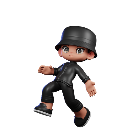 Cute Boy Giving Happy Jumping Pose  3D Illustration