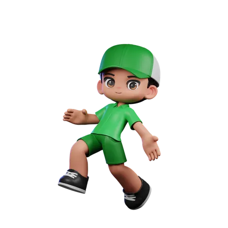 Cute Boy Giving Happy Jumping Pose  3D Illustration