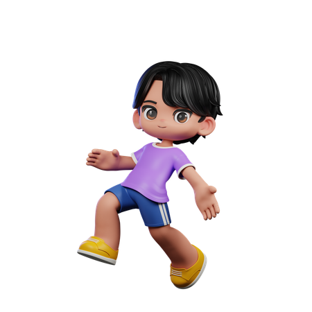 Cute Boy Giving Happy Jumping Pose  3D Illustration