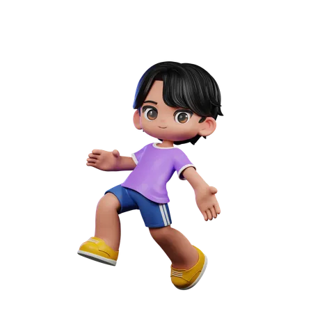 Cute Boy Giving Happy Jumping Pose  3D Illustration