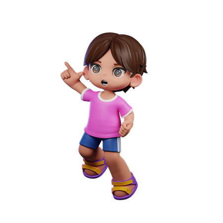 Cute Boy Giving Happy Jumping Pose  3D Illustration