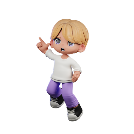 Cute Boy Giving Happy Jumping Pose  3D Illustration