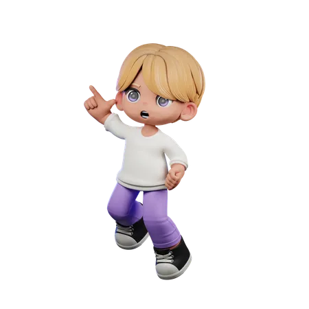 Cute Boy Giving Happy Jumping Pose  3D Illustration