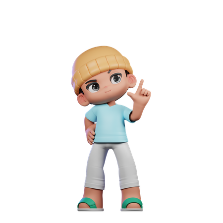 Cute Boy Giving Having Idea Pose  3D Illustration