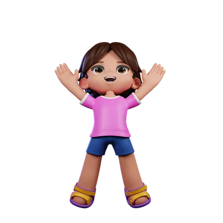 Cute Boy Giving Jump Pose  3D Illustration
