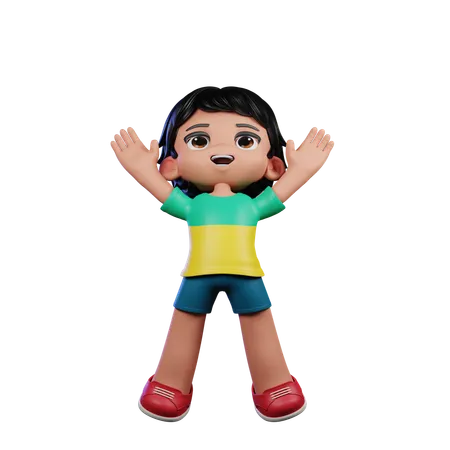 Cute Boy Giving Jump Pose  3D Illustration