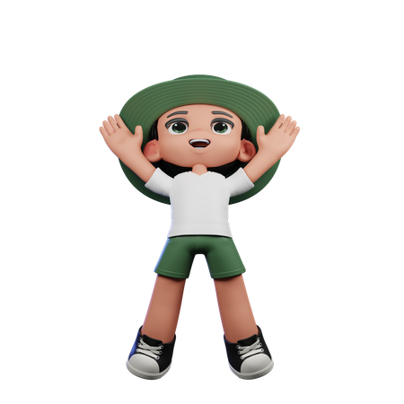 Cute Boy Giving Jump Pose  3D Illustration